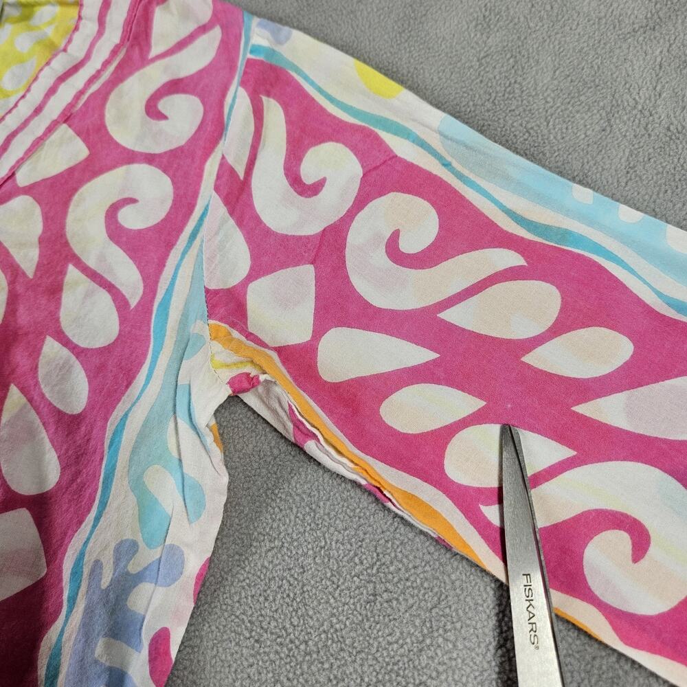 Gretchen Scott Designs Top Womens Size S Pink Orange Ocean Waves Cotton Tunic - Picture 3 of 11